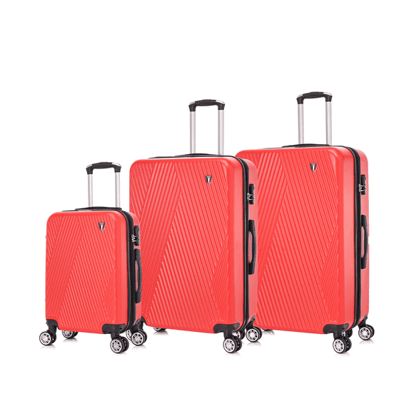 TUCCI Italy COLPI 3‑Piece Hardside Lightweight Luggage Set, Unisex, 360-Degree Spinner Wheels (20"/28"/32") - Red