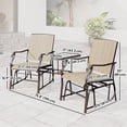 thumbnail image 3 of Outsunny Chaise Berçante Double pour Patio avec Table Centrale à Dessus en Verre, Brun Pâle, 3 of 10