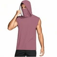 thumbnail image 6 of Olyvenn Unisex Casual Hooded Tops with Ear-Hook Face Mask Solid Color Sun Protection Short-Sleeve Ice Silk Shirts Hot Pink XL, 6 of 8