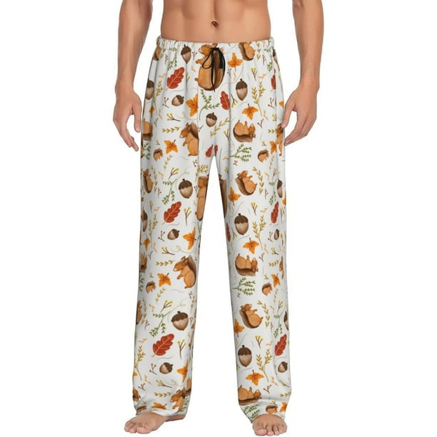 Fotbe Squirrel Pantalones de Pijama para Hombre, Pantalones de Dormir, Pantalones de Casa con Cintura Ajustable y Bolsillos-3X-Large