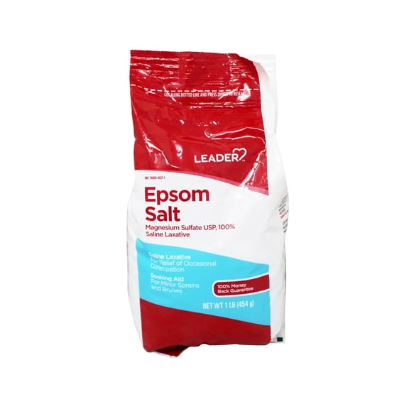 Leader Epsom Salt Magnesium Sulfate USP Saline Laxative & Soaking Aid 1 lb