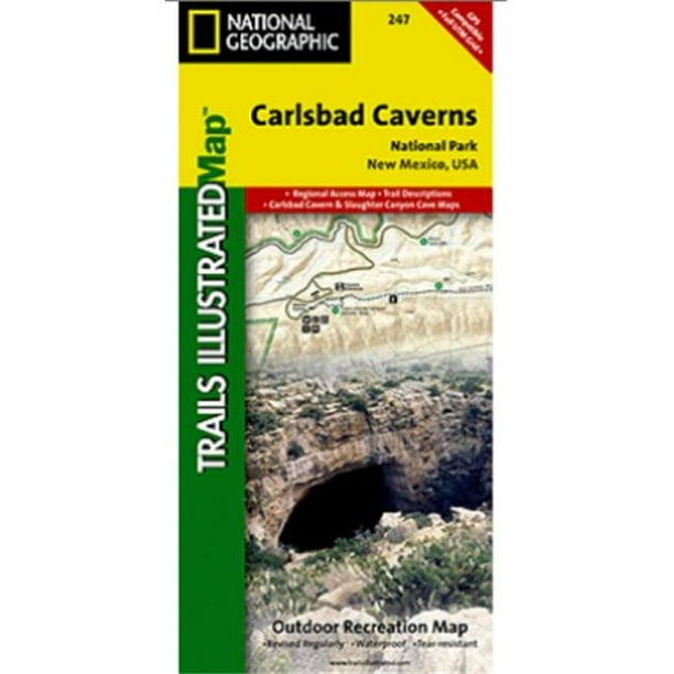 National TI00000247 Geographic Carte des Cavernes Carlsbad Parc National - Nouveau Mexique