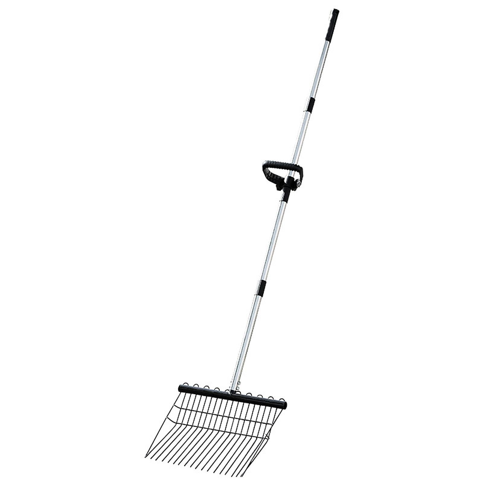colaxi Garden Leaf Rake Lawn Leaves Clean up Tool Portable Multifunctional for Farm Yard Stainless Steel Lightweight Adjustable Handle