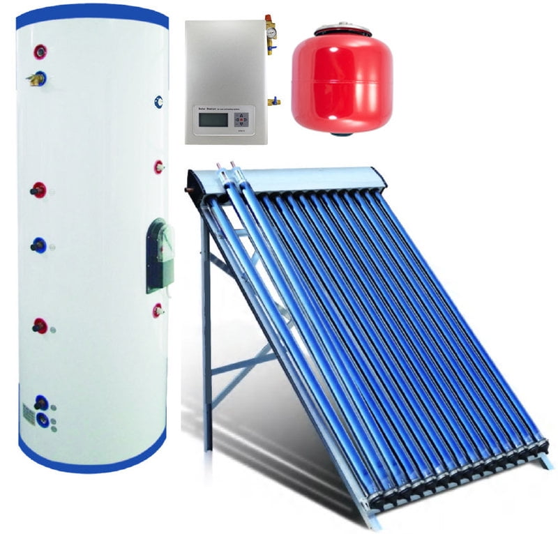 300 Liter Duda Solar Water Heater Active Split System Dual Coil Tank  Evacuated Vacuum Tubes Hot SRCC Certified - Walmart.com