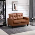 thumbnail image 2 of HOMCOM 51' PU Leather Loveseat Double Sofa with Armrests and Tufted Backrest, Brown, 2 of 10