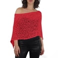 thumbnail image 2 of XUNKUSGA Cover Ups for Swimwear Women Fashion Off-The-Shoulder Openwork Crochet Poncho Tops for Women Summer Sun Protection Beach Cover Up,Red,Free Size, 2 of 6