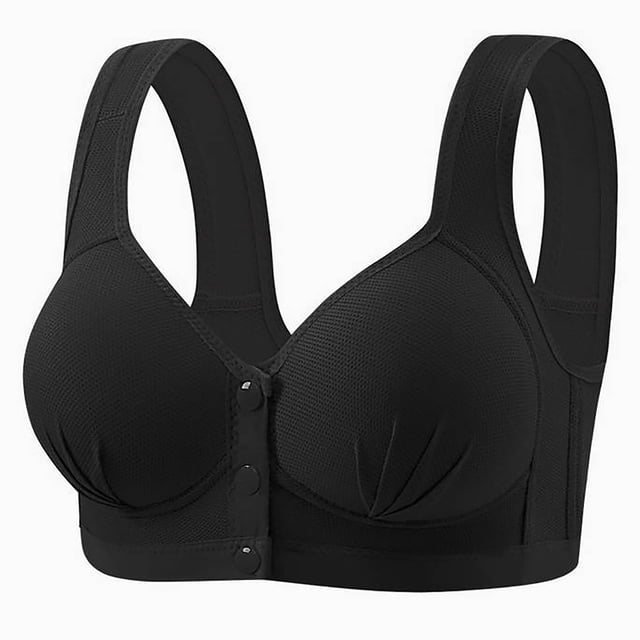 Lenpel Front Closure Bras for Women Comfortable Wireless Supportive Push up Bras Full Coverage Everyday Bralettes(Black,Small)