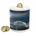 thumbnail image 1 of Night Sky Piggy Bank, Celestial Photo Big Full Moon and Fluffy Clouds Majestic Dramatic Idyllic, Ceramic Coin Bank Money Box for Cash Saving, 3.6" X 3.2", Dark Blue White, by Ambesonne, 1 of 4