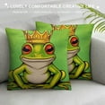 thumbnail image 3 of Nawypu  Frog Prince Throw Pillow Cover Lovely Cartoon Fairy Tale Mascot Golden Crown Lipstick Kiss Cozy Square Cushion Case for Men Women Boys Girls Room Home Decor, 3 of 5