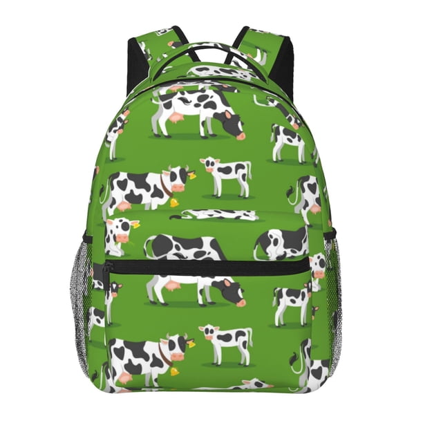 Disketp Cows With Calfs Green Mochila Estampada para Hombre y Mujer – Mochila Ligera Clásica con Múltiples Bolsillos para Universidad, Trabajo y Viajes-One Size