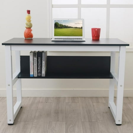 High Point Furniture Desk - Ktaxon 43 Inch High Strength Wooden Computer Desk with Bookshelf Studying Reading Table Home Office Furniture Black