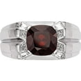 thumbnail image 4 of Sterling Silver Ss Rh Plated White Night Garnet & Diamond Square Men's Ring (Size 9) Made In India qr5546ga-9, 4 of 5