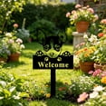 thumbnail image 4 of Linnome Metal Garden Stake Ornament Iron Yard Decor with Ground Insert for Outdoor Garden Fence Courtyard Farm 13x7.9in Black#02, 4 of 6