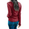 thumbnail image 4 of Women Button Up V Neck Solid Color Long Sleeve Stripe Shirt, 4 of 7