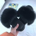 thumbnail image 1 of Womens Flat Faux Fur Fluffy Sandals Slip On Slippers Stylish Shoes, 1 of 2