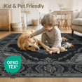 thumbnail image 4 of ODIKA 9'x12' Washable Area Rug Grey Entry Monochrome Scattered Spots Understated Framing Way for Dining Room, Basement, Large Office, Non-Slip Chair-Friendly, 4 of 7