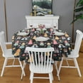 thumbnail image 2 of Black Princess Castle Rainbow Pattern Round Tablecloth 60"x60",Wrinkle Wipeable Table Cloth for Kitchen Dining Room Picnic Patio Party, 2 of 6