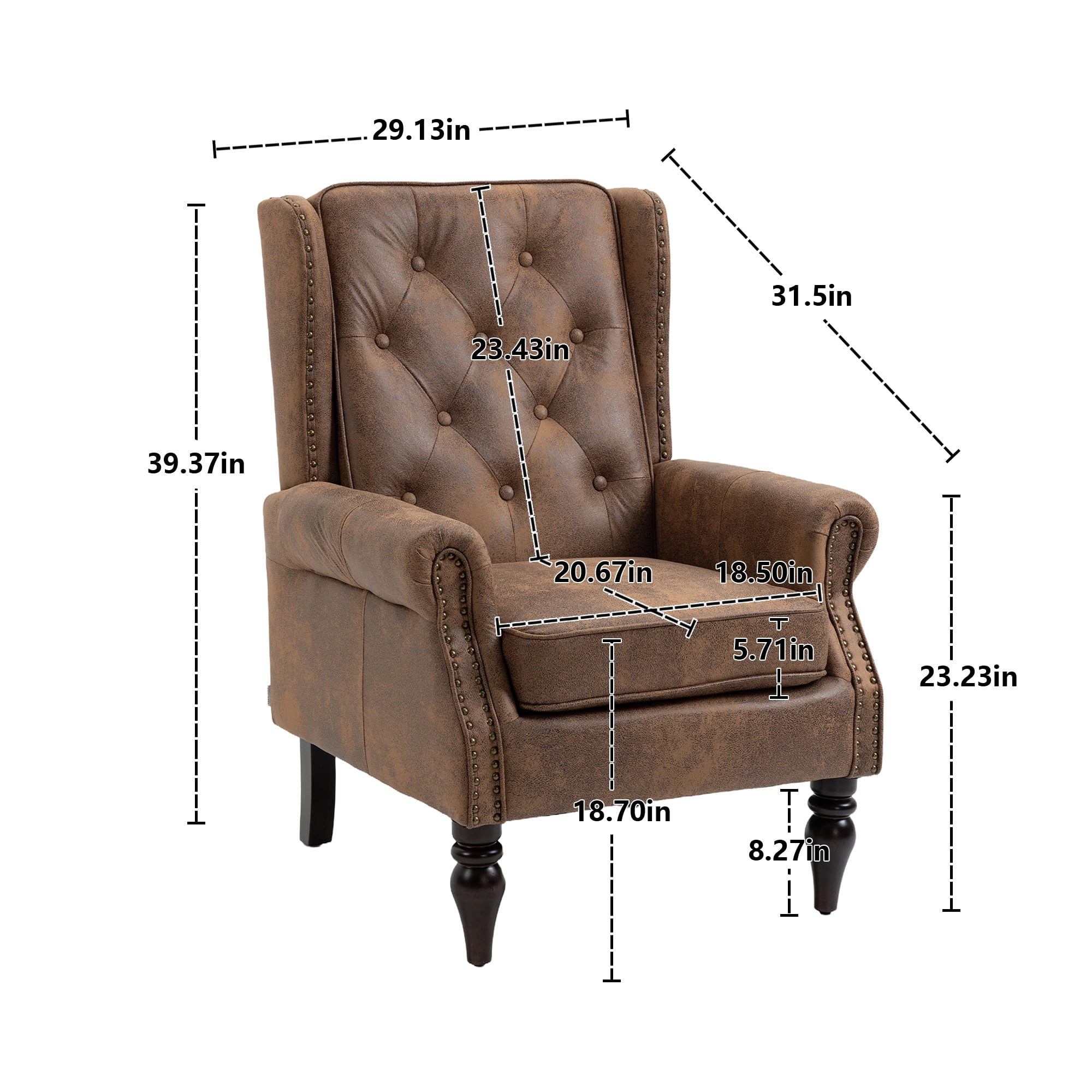 Miniyam Microsuede Armchair with Wood Frame, Modern Accent Chair Lounge Chair with Sturdy Wood Legs, for Living Room Bedroom,Coffee