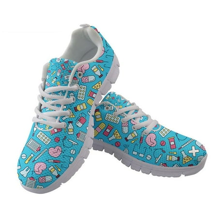 

Women Sport Shoes Ladies Cartoon Cute Nurse Aid Treatment Pattern Comfortable Mesh Big Size Running Sneakers Ladies Casual Flats