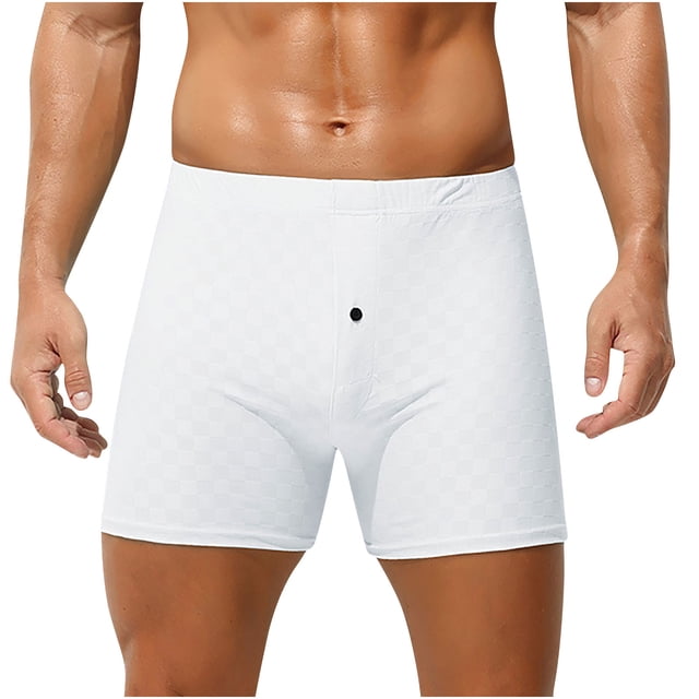Underpants for Men, Elastic Waist Solid Color Breathable Polyester Spandex Blend Flat Front Briefs, All-Season Casual Daily Wear