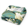 thumbnail image 3 of ZNDUO Green Japanese Waves Pattern Throw Blanket, Lightweight Cozy Soft Throw Blanket for Couch, 80"x60" Throw Blankets for Bed, 3 of 8