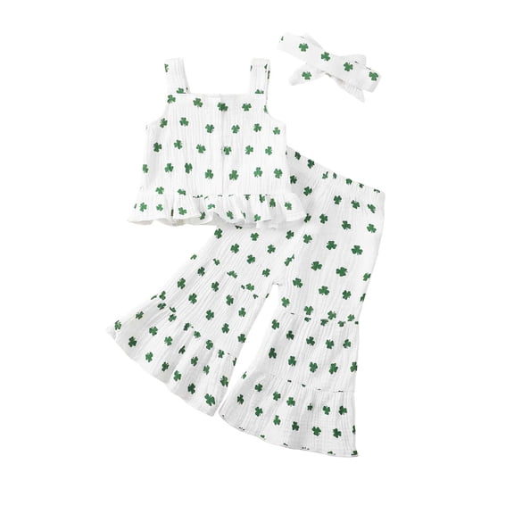 Caqnni Kids Clothes Girls 2PCS Toddler Kids Baby Girl Clothes T-shirt Top Pants Shorts Summer Outfits 2Pcs Summer Playwear Beach Outfits 2-3 Years,White