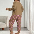 thumbnail image 5 of Xdegoge Plus Size Pajamas for Women Set Valentines Fuzzy Lounge Matching Pajamas 2 Piece Outfits Heart Graphic Long Sleeve Crew Neck Tops and Pants Sleepwear Pjs Sets, 5 of 5