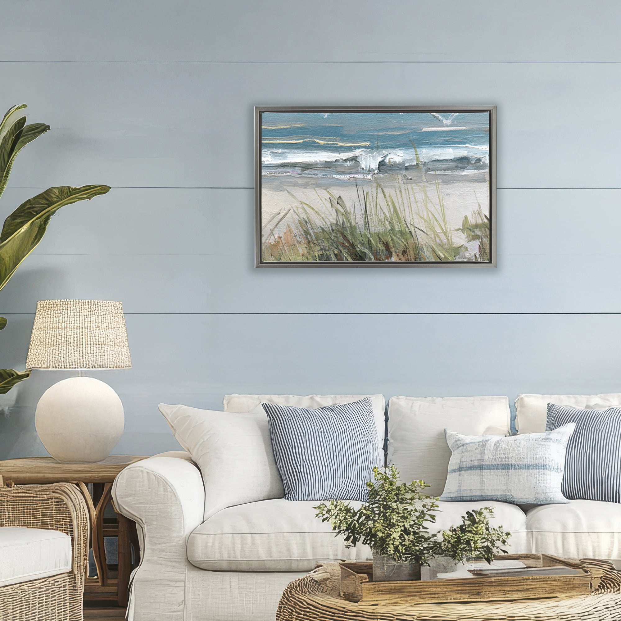Stupell Industries Dunes With Weathered Fence Gray Framed Floater Canvas Wall Art, design by Sally Swatland