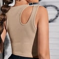 thumbnail image 5 of Women's Cut Out Sleeveless Round Neck Slim Fitted Ribbed Tank Crop Top Summer Cami Croset Tops Streetwear, 5 of 7