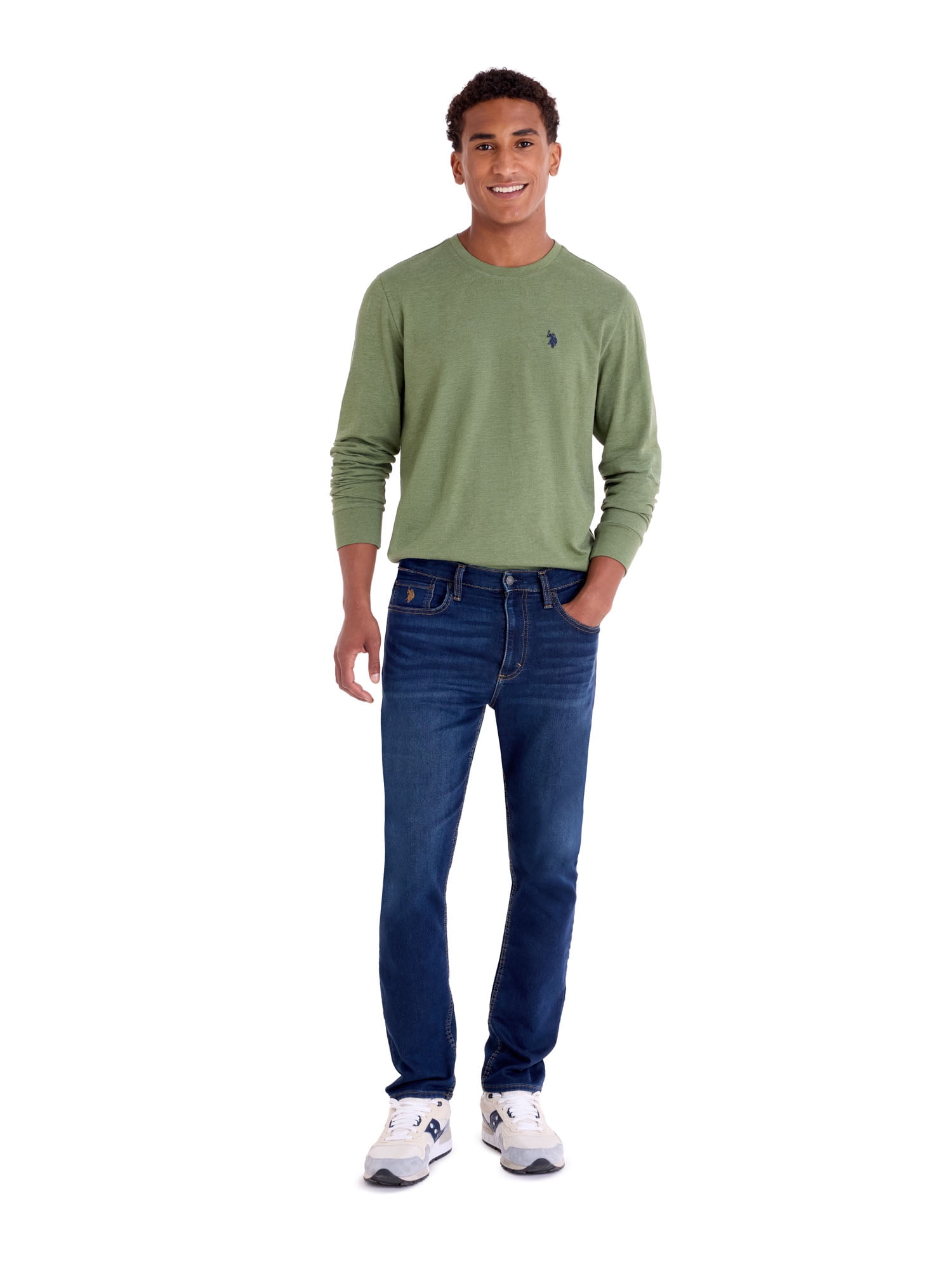 U.S. Polo Assn. Men's Cotton Crewneck Tee with Long Sleeves, Sizes XS-3XL