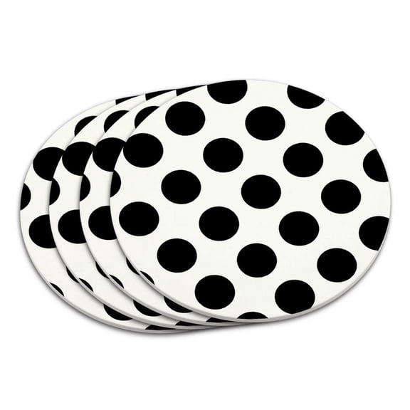 Polka Dots Black White Coaster Set