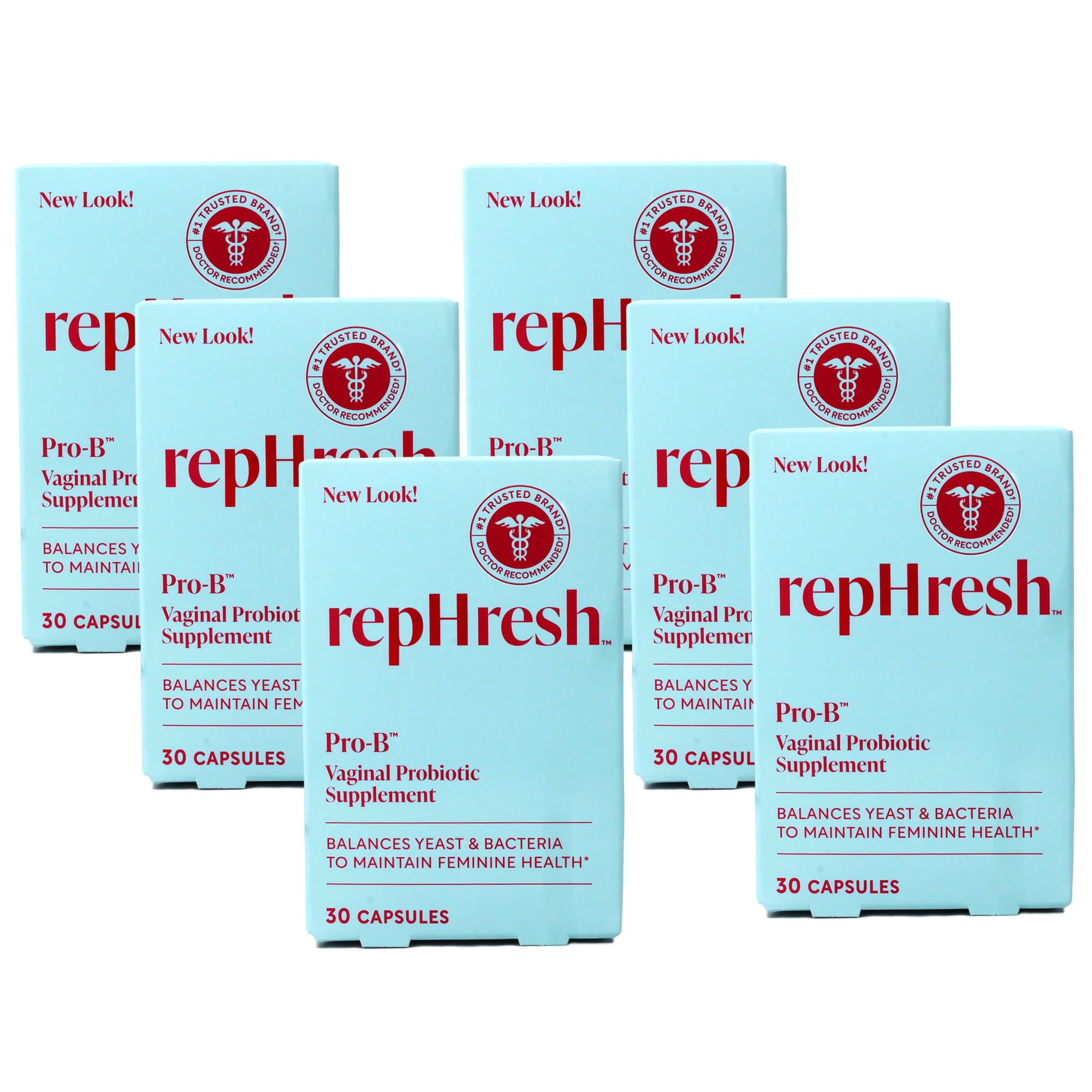 Rephresh Pro-B Probiotic Feminine Supplement Capsules, 30 Ea, 6 Pack
