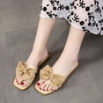 thumbnail image 3 of Sandalias planas sin cordones, 1 par de sandalias de mujer con lazo, sandalias planas con lazo, diseño elevado, 3 of 8