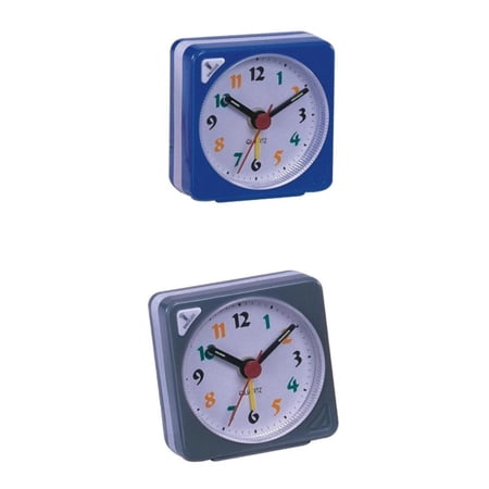 Dualoai 2pcs Mini Travel Clock Gradient Sound Desk Alarm Clock Snooze -Blue