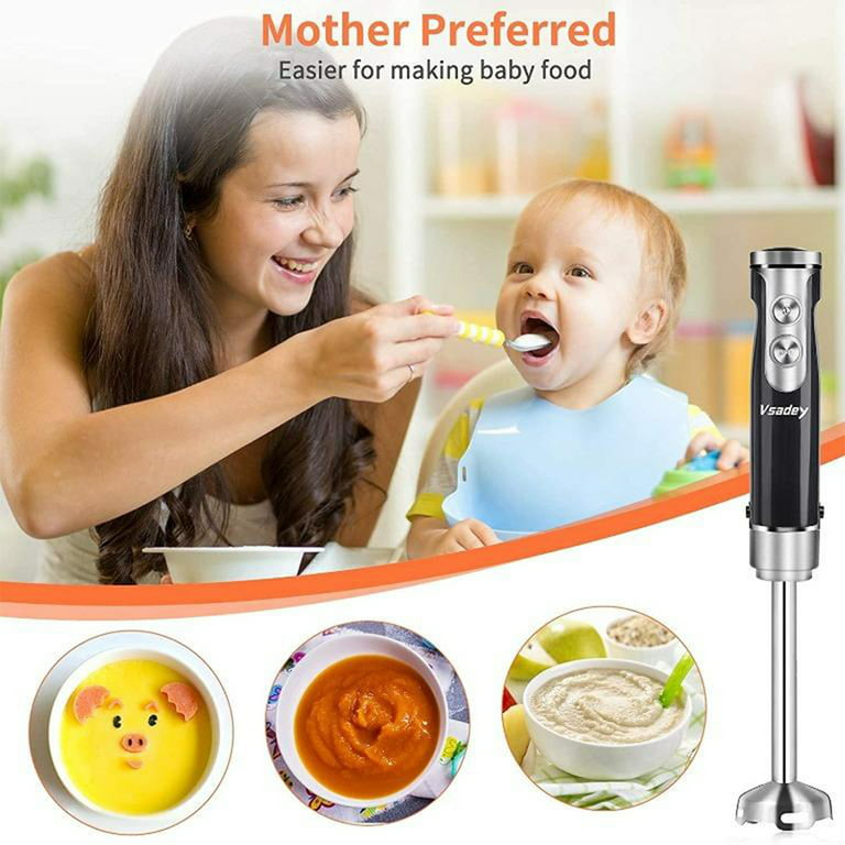 Wancle Immersion Hand Blender, 16-Speed 5-in-1 Multi-function Stick Blender  With 500ml Chopper, 600ml Container, Whisk, Milk Frother for Puree Infant  Food, Soups, Sauces, Smoothies 