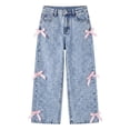 thumbnail image 2 of FEDPOP Girls Wide Leg Baggy Jeans, High Waisted Denim Pants with Pockets, Casual Y2K Loose Trousers for Kids, Blue, 8-14Y, 2 of 7