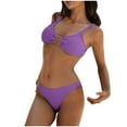 thumbnail image 4 of Jjayotai O-Ring Bikini Sets, Bathing Suit, Cheeky Ribbed Colorblock Textured Swimwear, Two Piece Swimsuit for Women Purple M, 4 of 7