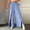 Blue, variant on SuTry Women's Plus Trousers Loose Solid Color High Waist Wide-Leg Pants with Smocked Waistband Drawstring Side Slits Breathable Style(Blue#1,S)