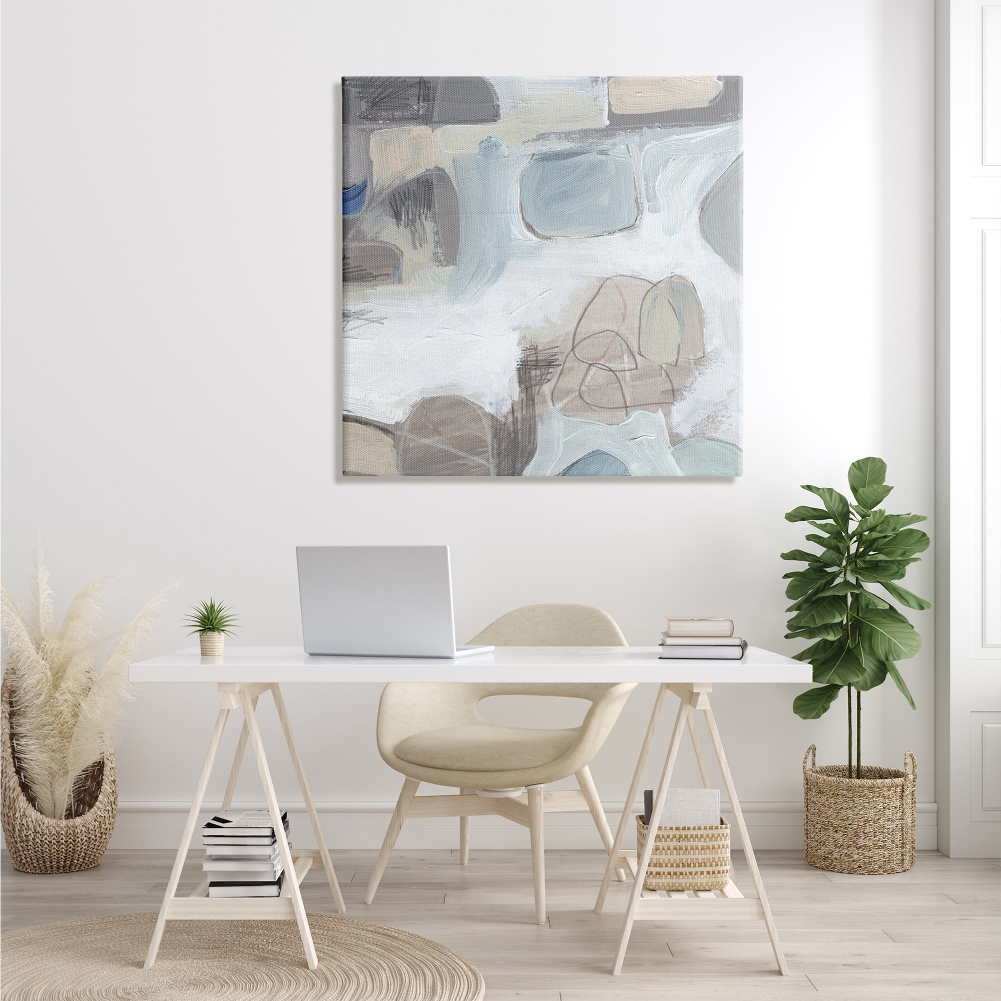 Stupell Industries Conceptual Geometric Shapes Busy Lines Grey Blue, 36 x 36, Designed by Jennifer Paxton Parker