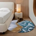 thumbnail image 2 of Small Round Rug 3Ft Washable Non-Slip, Blue Beach Circle Area Rugs for Living Room Bedroom, Summer Ocean Coastal Waves Gradient Abstract Indoor Floor Mats Carpet Runner for Home Decor, 2 of 8