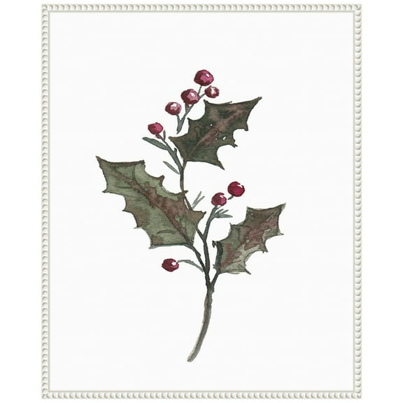 Amanti Art December Holly Framed Canvas Wall Art Print