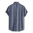 thumbnail image 4 of Floenr Mens T Shirts,Men Casual Buttons Beach Turndown Striped Print Fashion Short-sleeved Shirt, 4 of 9