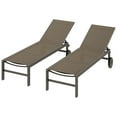 thumbnail image 5 of Walsunny 2pcs Patio Outdoor Chaise Lounge Chair with Wheels for Outside Aluminum Adjustable Angle Lounge Chair Set Brown, 5 of 8
