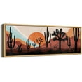 thumbnail image 4 of IDEA4WALL Extra Large Framed Canvas Print Wall Art Desert Sunset with Cacti Artwork Nature Wilderness Antique Retro Fine Art Decorative Multicolor for Home Decoration - 60"x20", 4 of 5