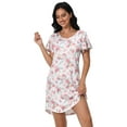 thumbnail image 3 of FEREMO 3 Pack Women Nightgowns V Neck Nightshirt Short Flared Sleeve Knee Length Sleepshirt Soft Sleepwear, 3 of 6