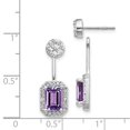 thumbnail image 2 of Real 14kt White Gold Diamond/Amethyst Front/Back Earrings; for Adults and Teens; for Women and Men, 2 of 2