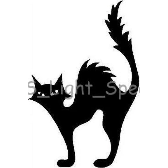(2) 3.3"x5" Scary Cat Vinyl Decal Sticker Halloween Spooky BLACK