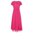 thumbnail image 3 of DPOIS Kids Girls Rhinestone V Neck Cap Sleeve Ball Gown Flower Girls Dress Hot Pink 10, 3 of 7