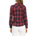 thumbnail image 3 of INSPIRE CHIC Women's Button Down Long Sleeve Collared Top Plaid Shirt Red Blue XS, 3 of 6