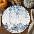 thumbnail image 2 of Fall Round Placemats Set of 4 Blue Eucalyptus Leaves Place Mats Thanksgiving Woven Placemat Autumn White Pumpkin Circle Braided Table Mat for Kitchen Dining Table Autumn Party Home Decor 15 Inch, 2 of 9